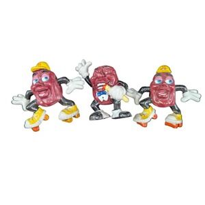 Vintage‎ 1988 California Raisins PVC Figures Lot of 3 Roller Skating Singing Toy